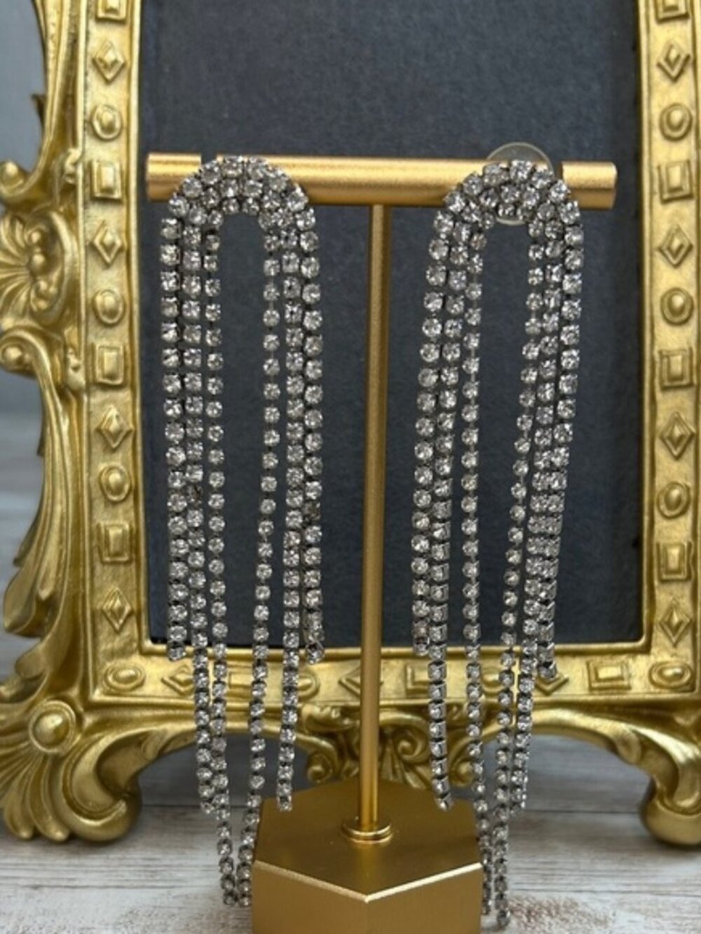 Elegant Silver Rhinestone Dangle Earrings